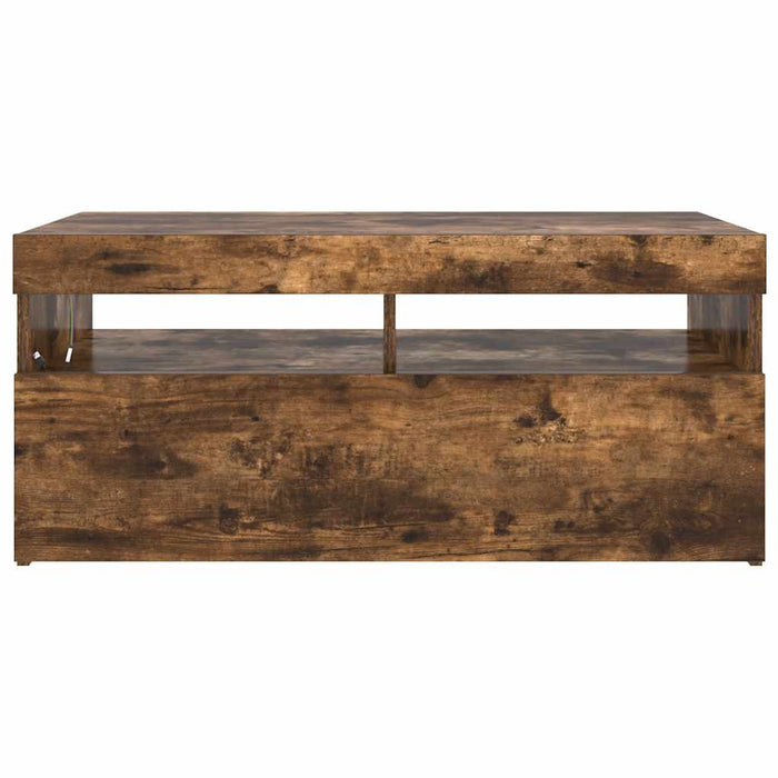 Comodă TV cu lumini LED, stejar fumuriu, 90x35x40 cm - WALTI WALTI