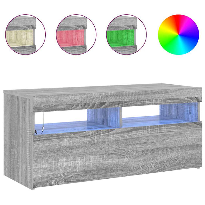 Comodă TV cu lumini LED, gri sonoma, 90x35x40 cm - WALTI WALTI