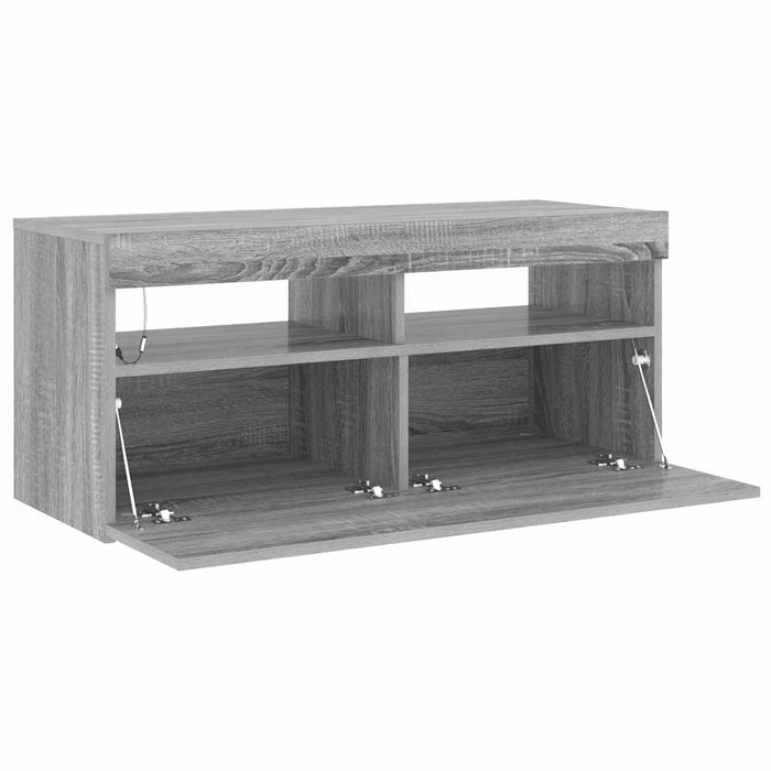 Comodă TV cu lumini LED, gri sonoma, 90x35x40 cm - WALTI WALTI