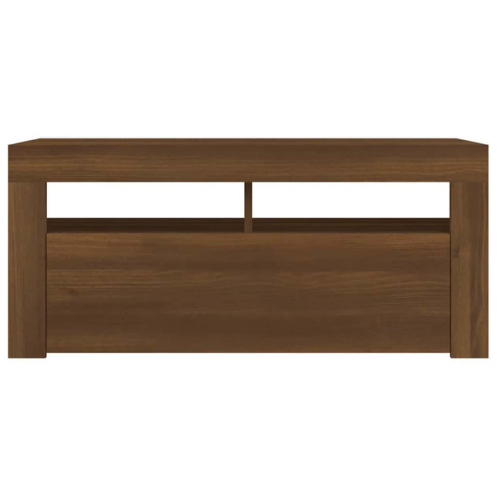 Comodă TV cu lumini LED, stejar maro, 90x35x40 cm WALTI