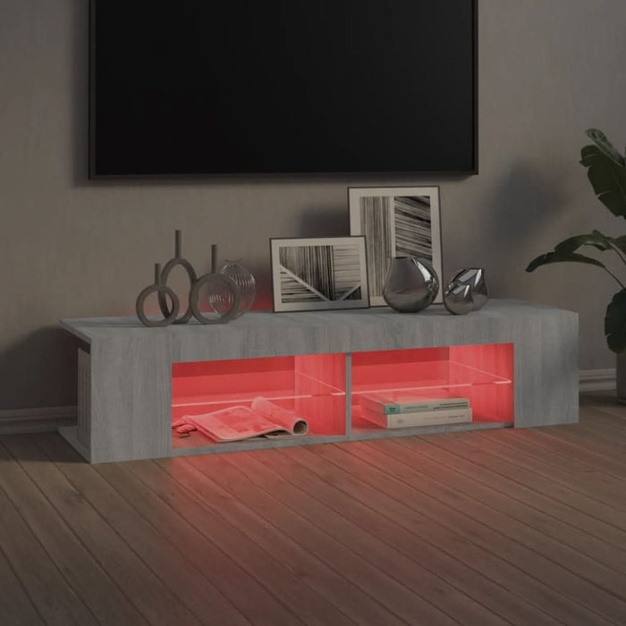 Comodă TV cu lumini LED, gri sonoma, 135x39x30 cm - WALTI WALTI