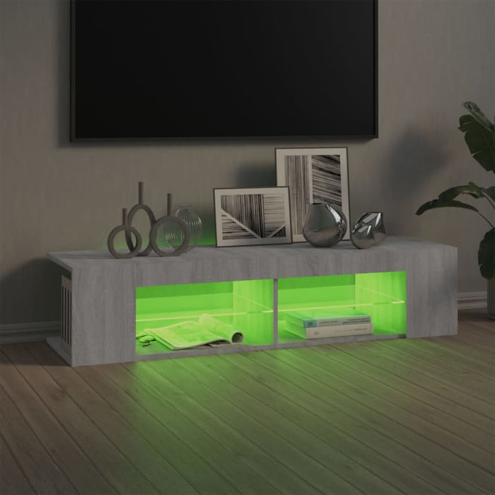 Comodă TV cu lumini LED, gri sonoma, 135x39x30 cm - WALTI WALTI