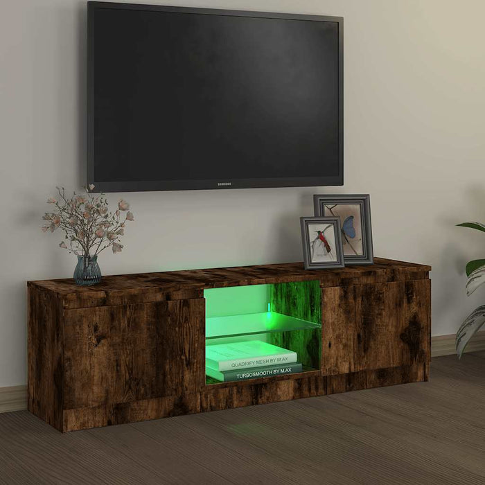 Comodă TV cu lumini LED, stejar fumuriu, 120x30x36 cm WALTI