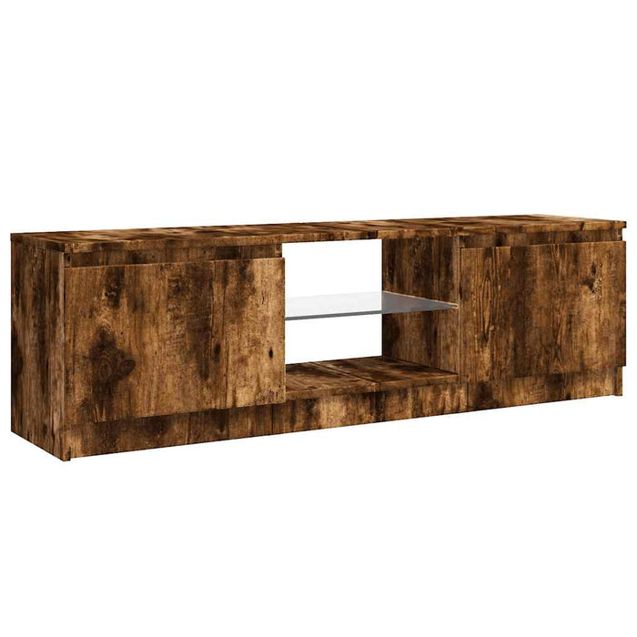 Comodă TV cu lumini LED, stejar fumuriu, 120x30x36 cm WALTI
