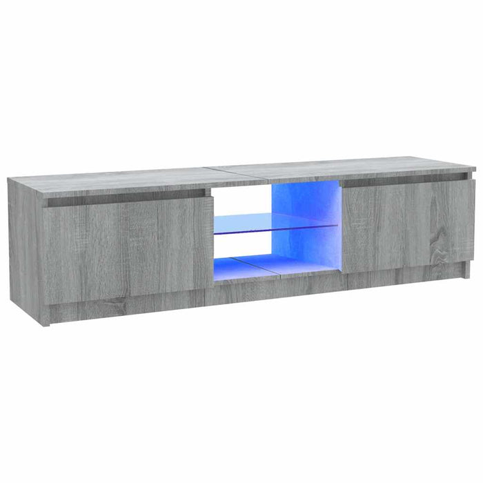Comodă TV cu lumini LED, gri sonoma, 120x30x36 cm WALTI