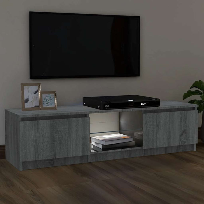 Comodă TV cu lumini LED, gri sonoma, 120x30x36 cm WALTI