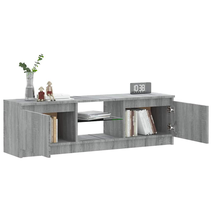 Comodă TV cu lumini LED, gri sonoma, 120x30x36 cm WALTI
