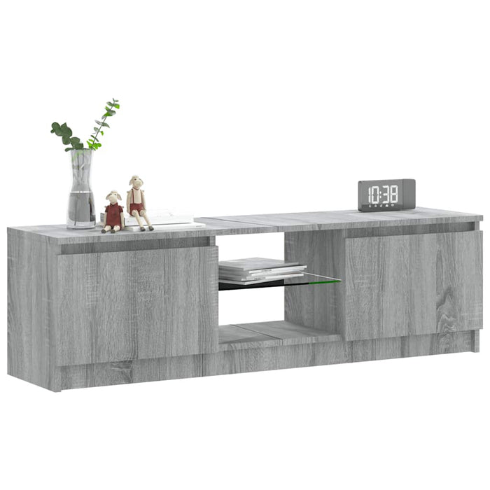 Comodă TV cu lumini LED, gri sonoma, 120x30x36 cm WALTI