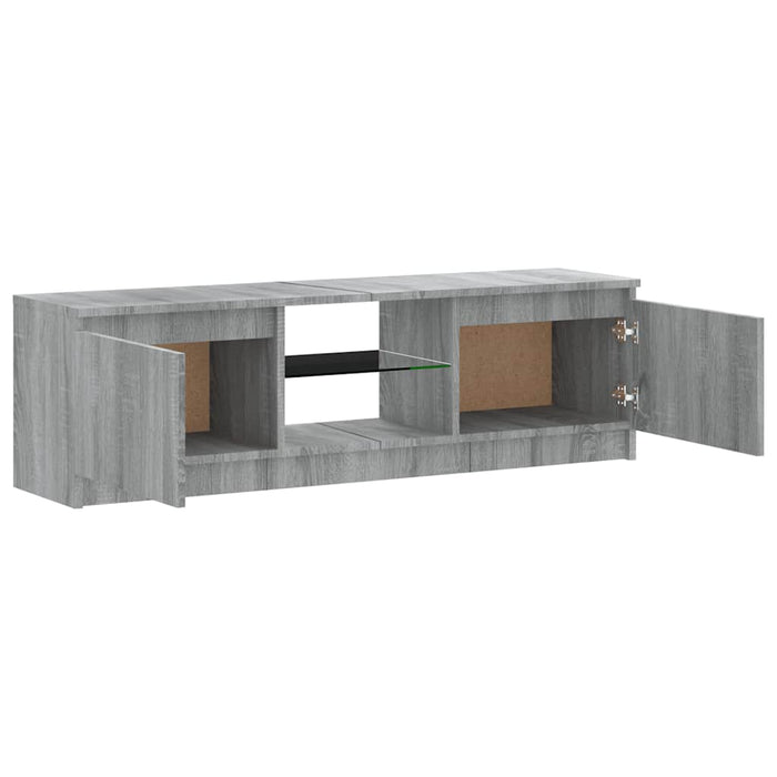 Comodă TV cu lumini LED, gri sonoma, 120x30x36 cm WALTI
