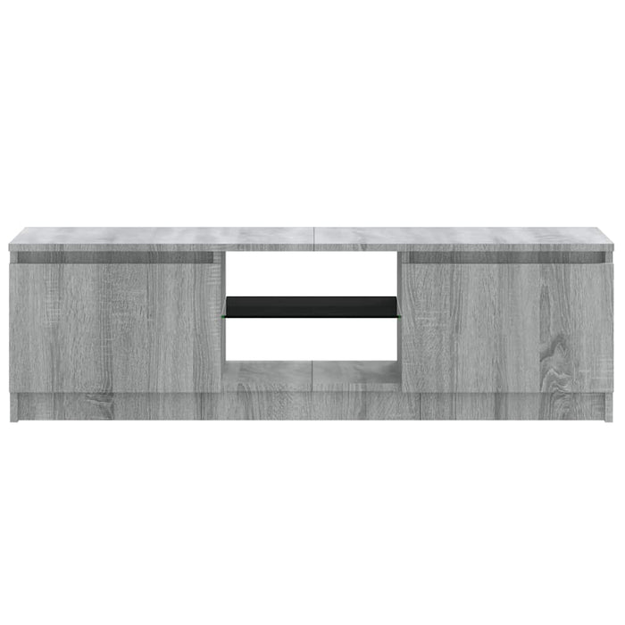 Comodă TV cu lumini LED, gri sonoma, 120x30x36 cm WALTI