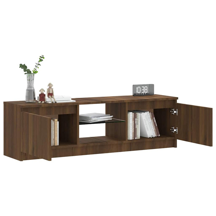 Comodă TV cu lumini LED, stejar maro, 120x30x36 cm WALTI