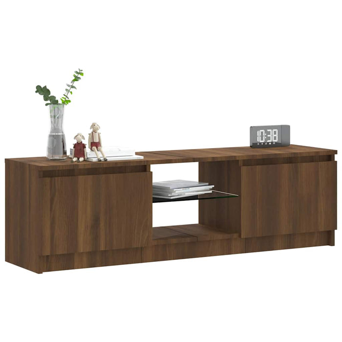 Comodă TV cu lumini LED, stejar maro, 120x30x36 cm WALTI