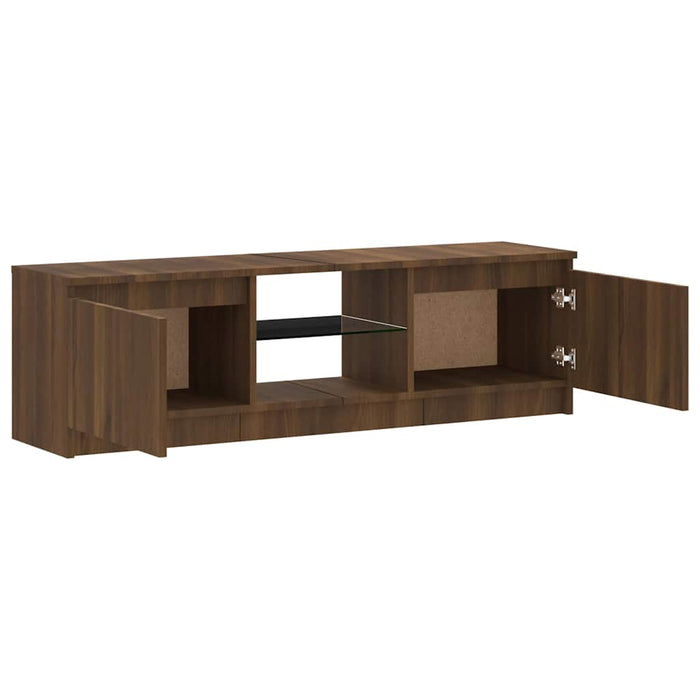 Comodă TV cu lumini LED, stejar maro, 120x30x36 cm WALTI