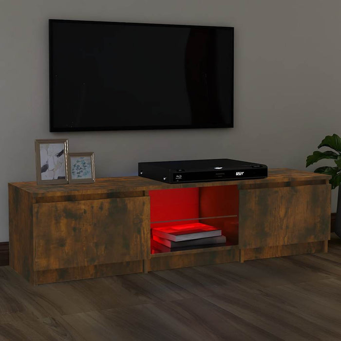 Comodă TV cu lumini LED, stejar fumuriu, 140x40x35,5 cm WALTI