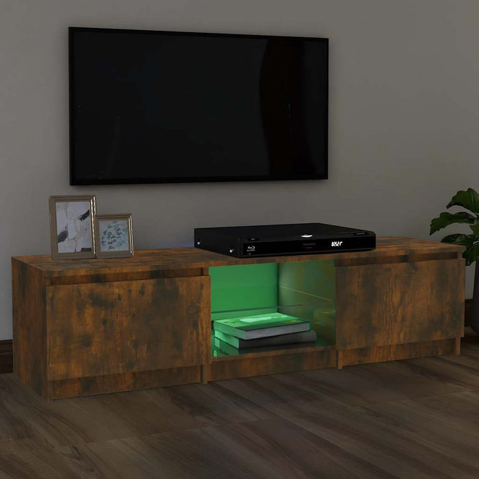 Comodă TV cu lumini LED, stejar fumuriu, 140x40x35,5 cm WALTI