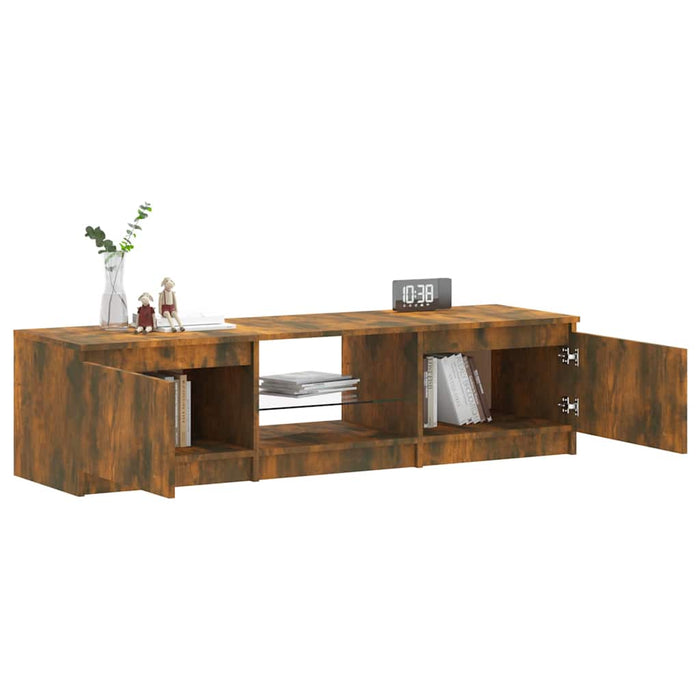 Comodă TV cu lumini LED, stejar fumuriu, 140x40x35,5 cm WALTI