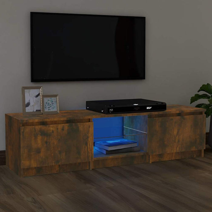 Comodă TV cu lumini LED, stejar fumuriu, 140x40x35,5 cm WALTI