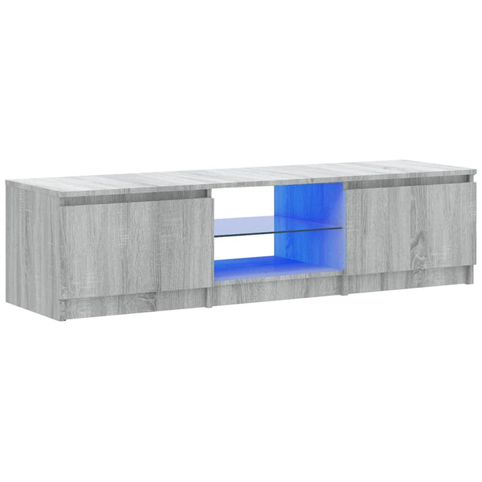 Comodă TV cu lumini LED, gri sonoma, 140x40x35,5 cm WALTI