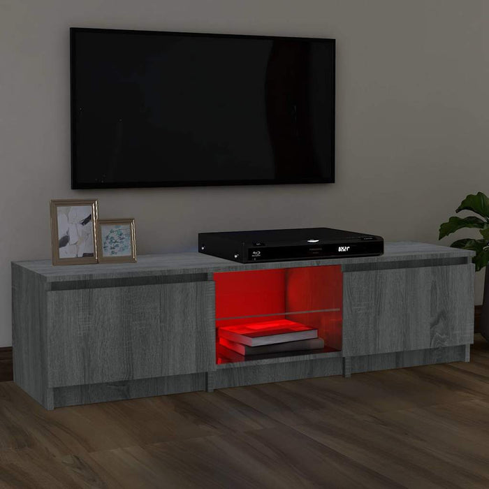 Comodă TV cu lumini LED, gri sonoma, 140x40x35,5 cm WALTI