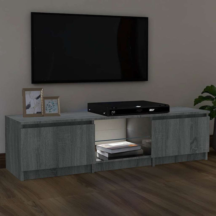 Comodă TV cu lumini LED, gri sonoma, 140x40x35,5 cm WALTI