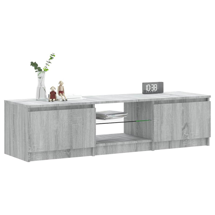 Comodă TV cu lumini LED, gri sonoma, 140x40x35,5 cm WALTI