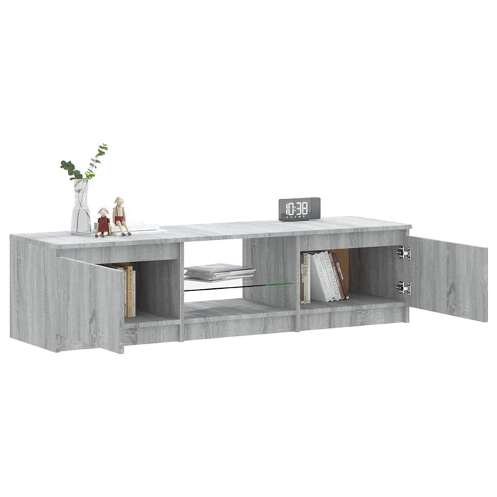 Comodă TV cu lumini LED, gri sonoma, 140x40x35,5 cm WALTI