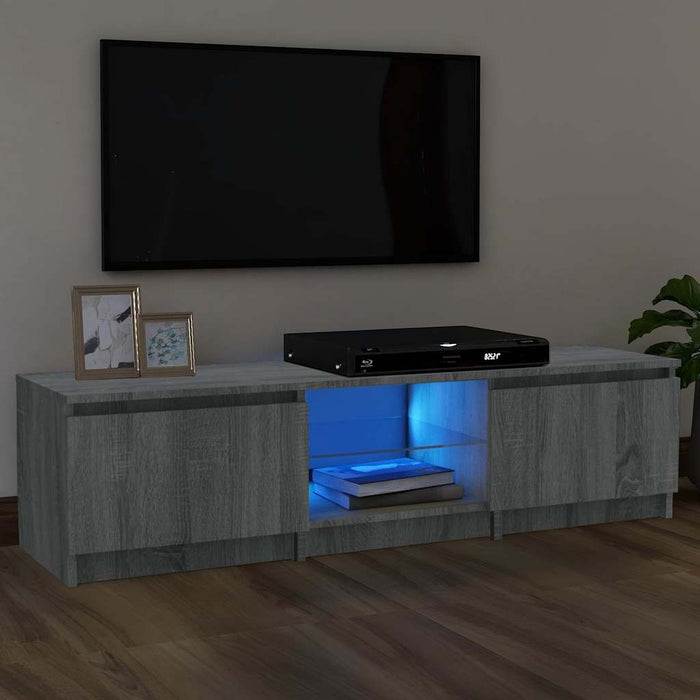 Comodă TV cu lumini LED, gri sonoma, 140x40x35,5 cm WALTI
