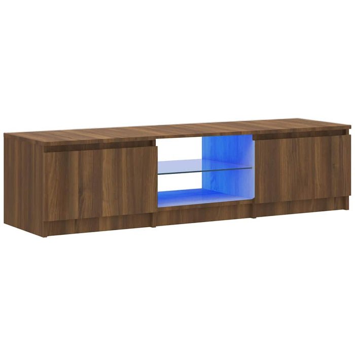 Comodă TV cu lumini LED, stejar maro, 140x40x35,5 cm WALTI