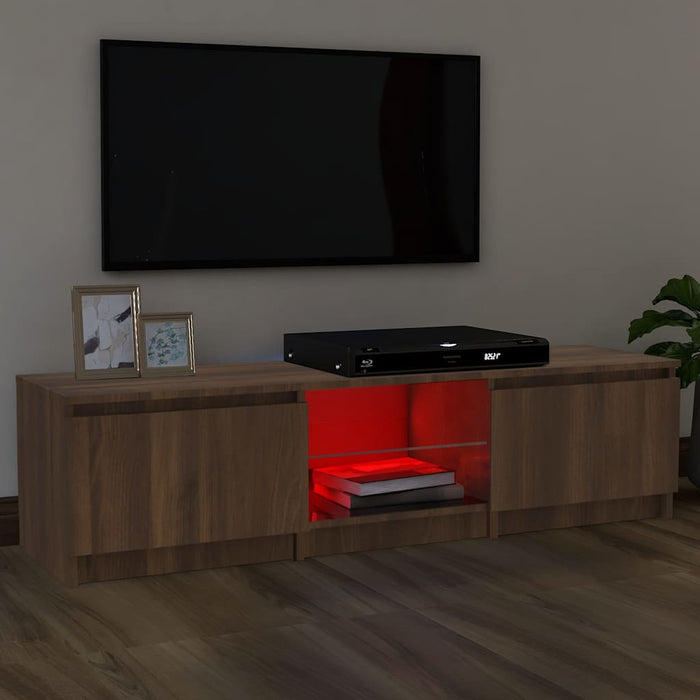 Comodă TV cu lumini LED, stejar maro, 140x40x35,5 cm WALTI