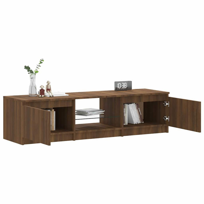 Comodă TV cu lumini LED, stejar maro, 140x40x35,5 cm WALTI