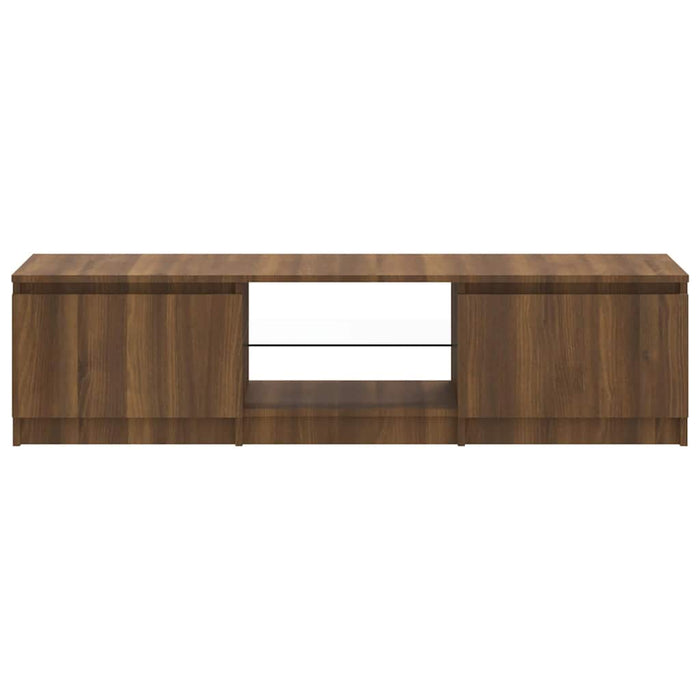 Comodă TV cu lumini LED, stejar maro, 140x40x35,5 cm WALTI