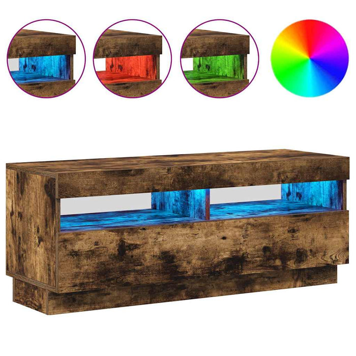 Comodă TV cu lumini LED, stejar fumuriu, 100x35x40 cm - WALTI WALTI