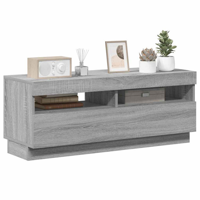 Comodă TV cu lumini LED, gri sonoma, 100x35x40 cm - WALTI WALTI