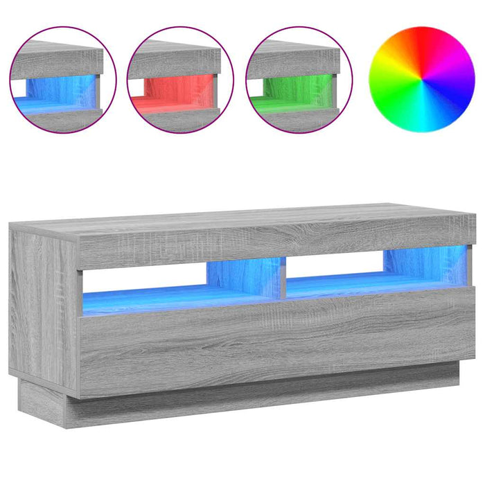 Comodă TV cu lumini LED, gri sonoma, 100x35x40 cm - WALTI WALTI