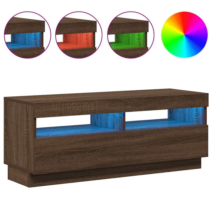 Comodă TV cu lumini LED, stejar maro, 100x35x40 cm - WALTI WALTI