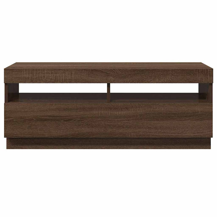 Comodă TV cu lumini LED, stejar maro, 100x35x40 cm - WALTI WALTI