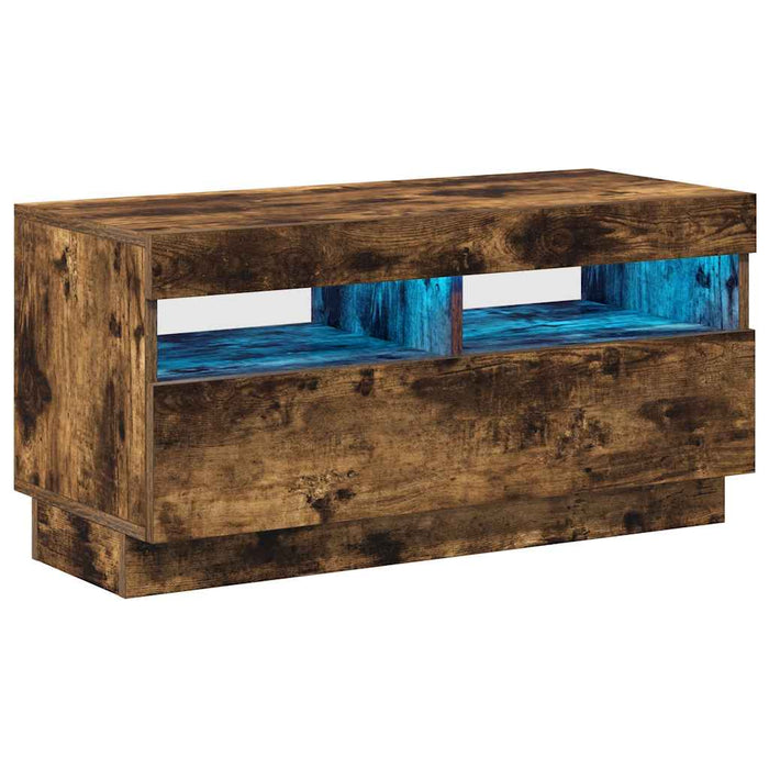 Comodă TV cu lumini LED, stejar fumuriu, 80x35x40 cm - WALTI WALTI