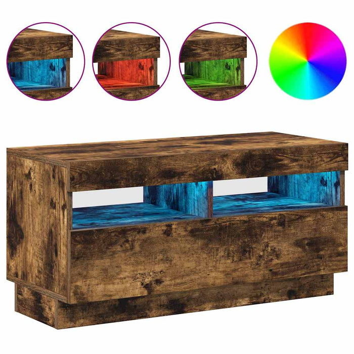 Comodă TV cu lumini LED, stejar fumuriu, 80x35x40 cm - WALTI WALTI