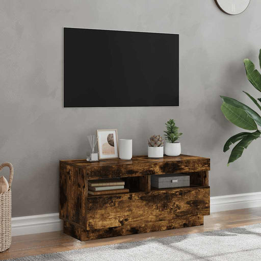 Comodă TV cu lumini LED, stejar fumuriu, 80x35x40 cm - WALTI WALTI