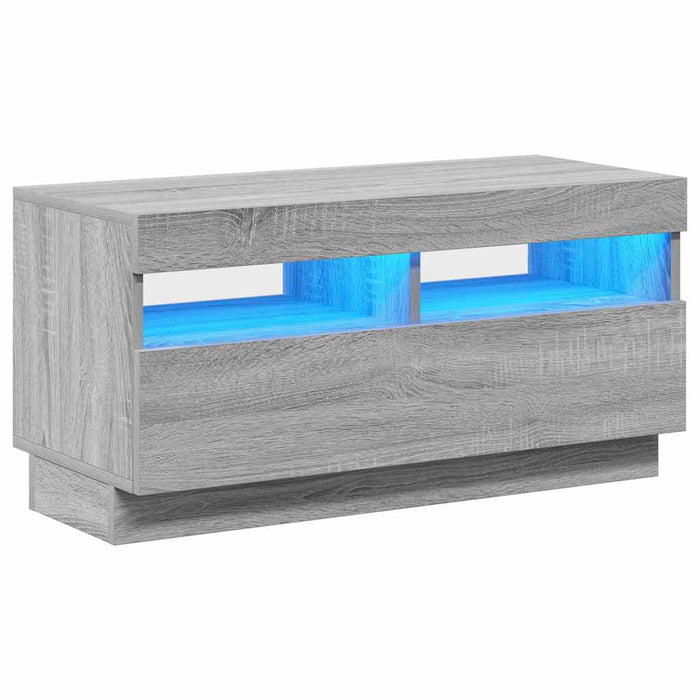 Comodă TV cu lumini LED, gri sonoma, 80x35x40 cm WALTI