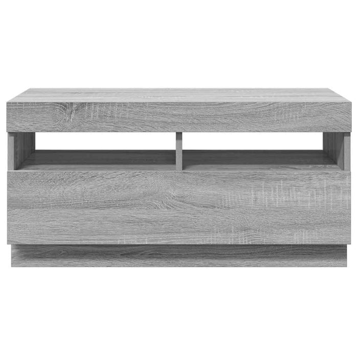 Comodă TV cu lumini LED, gri sonoma, 80x35x40 cm WALTI
