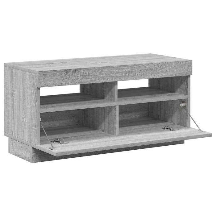 Comodă TV cu lumini LED, gri sonoma, 80x35x40 cm WALTI
