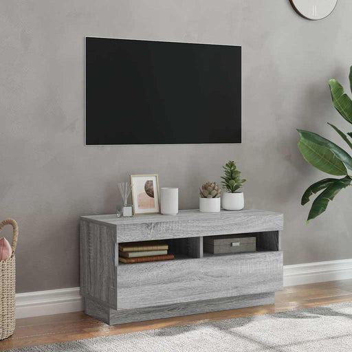 Comodă TV cu lumini LED, gri sonoma, 80x35x40 cm - WALTI WALTI