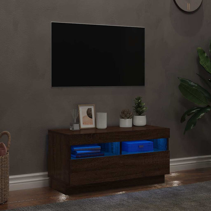 Comodă TV cu lumini LED, stejar maro, 80x35x40 cm - WALTI WALTI