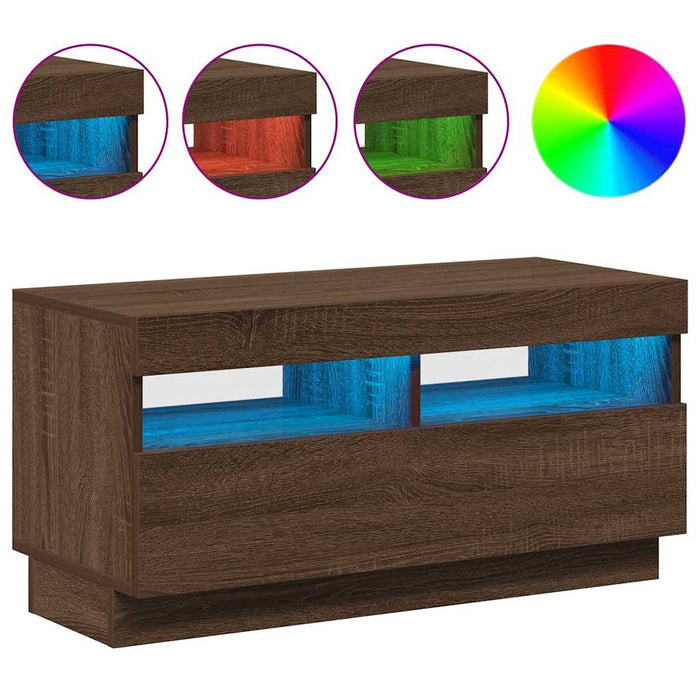 Comodă TV cu lumini LED, stejar maro, 80x35x40 cm - WALTI WALTI