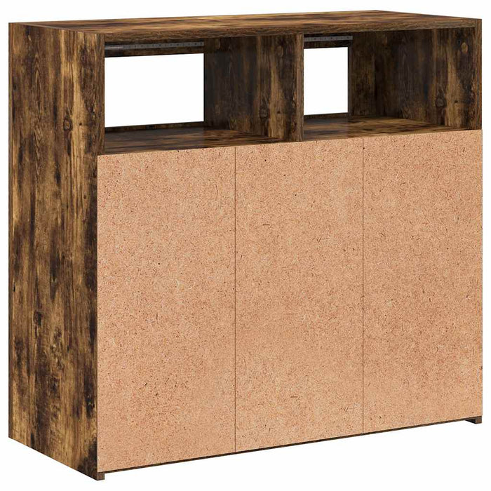 Dulap cu lumini LED, stejar fumuriu, 80x35x75 cm WALTI