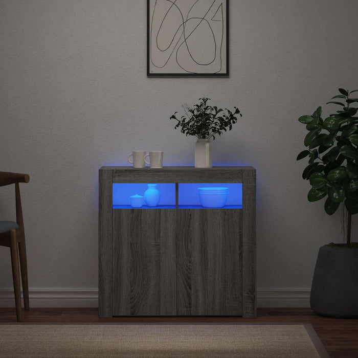 Dulap cu lumini LED, gri sonoma, 80x35x75 cm WALTI