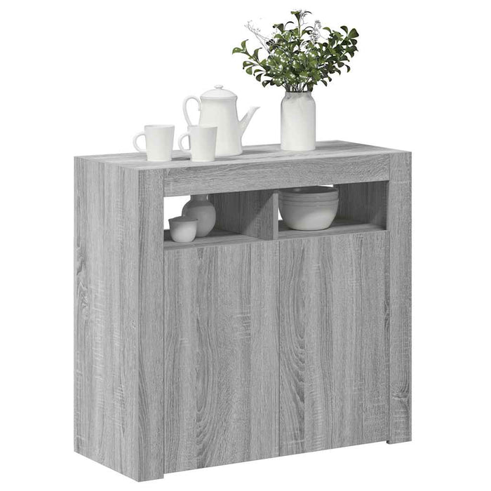 Dulap cu lumini LED, gri sonoma, 80x35x75 cm WALTI