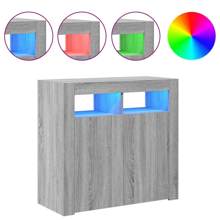 Dulap cu lumini LED, gri sonoma, 80x35x75 cm WALTI