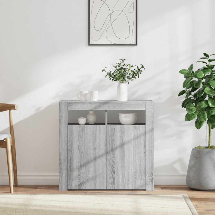 Dulap cu lumini LED, gri sonoma, 80x35x75 cm WALTI